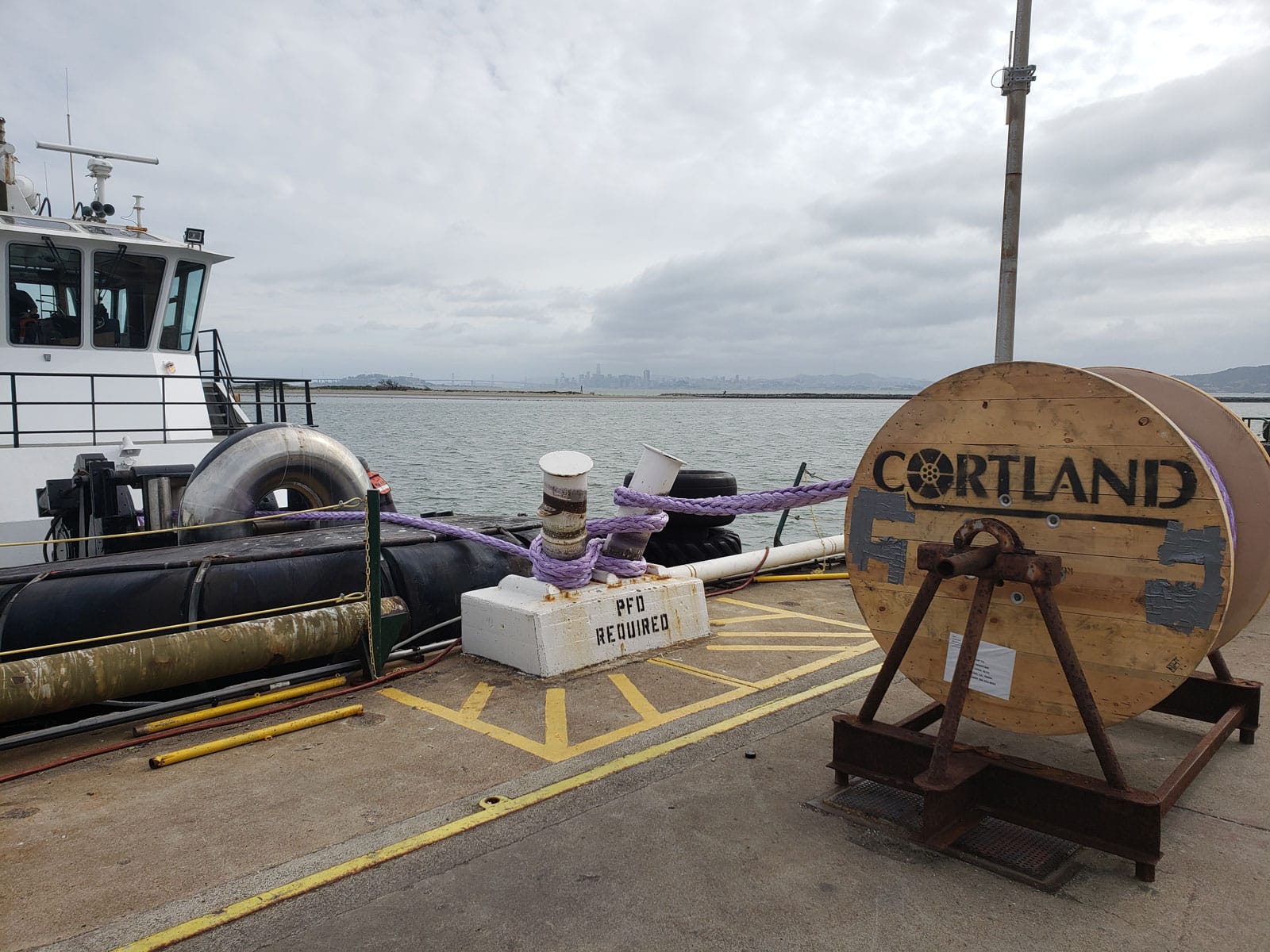 Installing Cortland Plasma® line on a tug