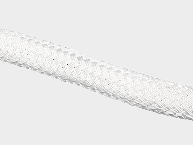 High-quality white braided rope for marine and industrial applications.