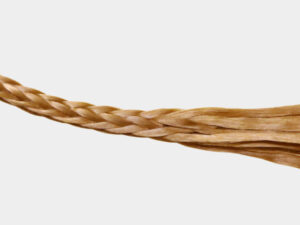Close-up of a twisted Zylon® / PBO fiber rope for industrial use.